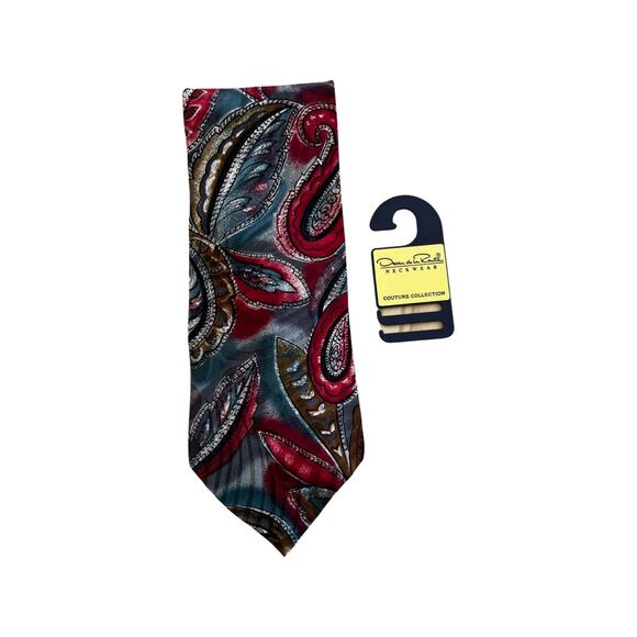 Vintage Oscar de la Renta NWT Silk Necktie Paisley Print - Picture 3 of 5